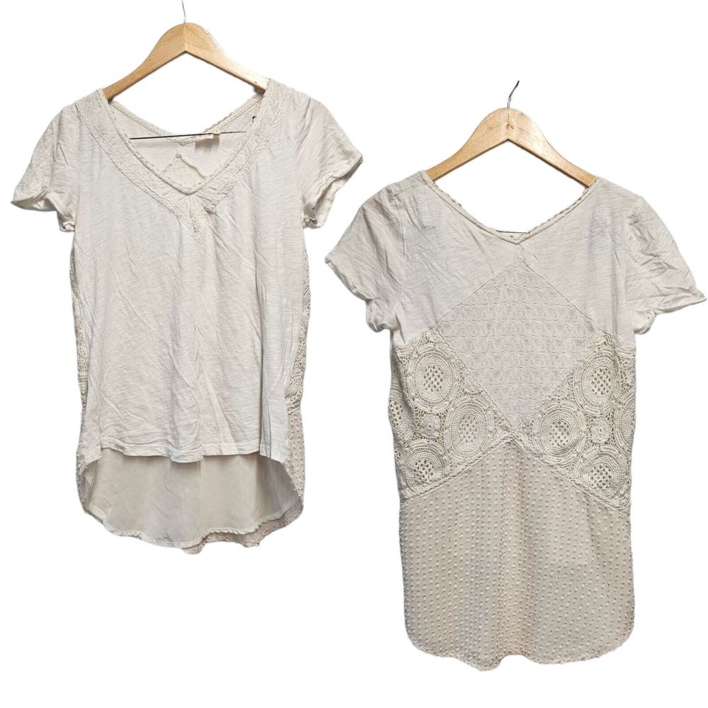 Anthropologie Meadow Rue Top Lace Crochet Off White Size Medium